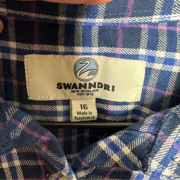 Swanndri 1/4 Button Flannel Barn Cotton Check Work Shirt Womens 16 - Picture 2 of 11